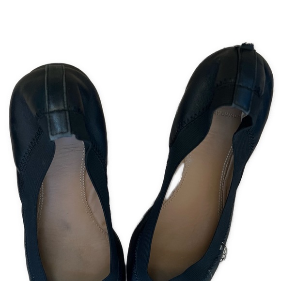 Tory Burch black ballet flats size 7 good leather elastic - Picture 7 of 9